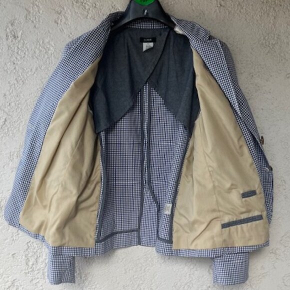 Vintage J.Crew Blue Gingham 100% Cotton Blazer - Picture 8 of 12